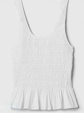 New Gap Smocked Peplum Tank Top White